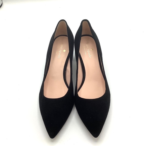 Kate Spade Moulin Pumps Black Suede Leather Heels 9 - Picture 7 of 14